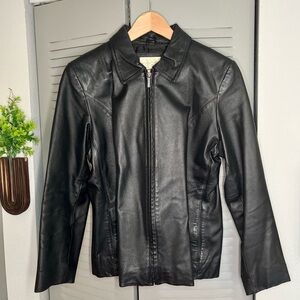 Women's Black Genuine Leather Jacket by Worthington